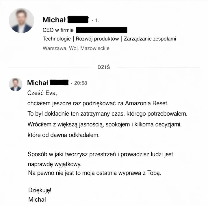 Wiadomość LinkedIn od CEO: wróciłem z większą jasnością, spokojem i kilkoma decyzjami
